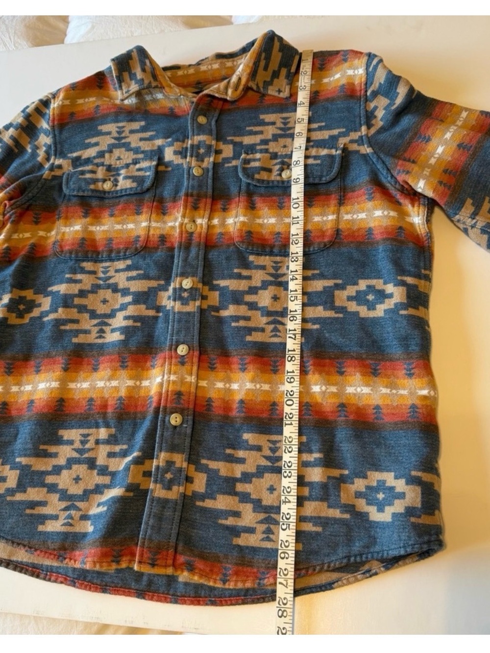 Pendleton Blue and Tan Aztec Patterned Beach Shack top - Picture 3 of 3